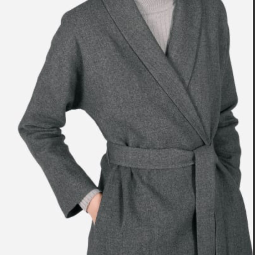 Everlane Wool Belted Shawl Coat Grey Sz.2